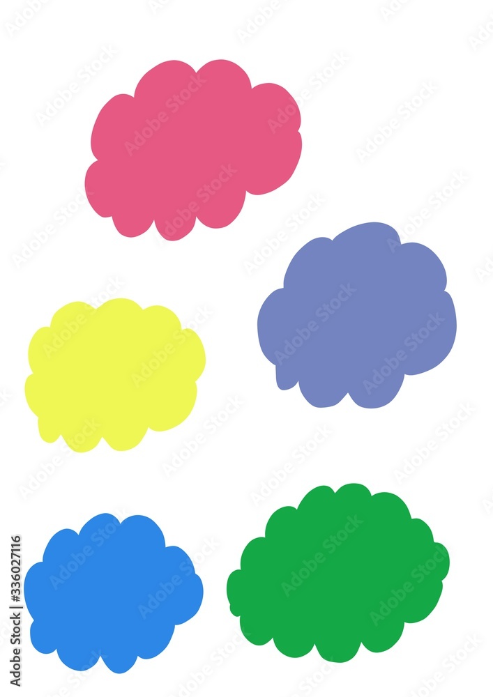 Set. Clouds isolated on a white background. Illustration for the decor and design of posters, postcards, prints, stickers, invitations, textiles and stationery.

