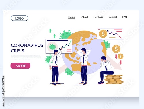 Coronavirus crisis vector website landing page template