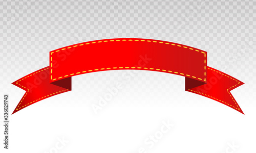 Red ribbon banner flat design on a transparent background.