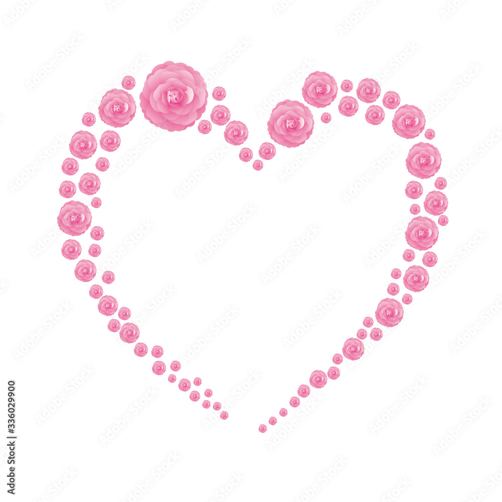 Heart frame of Camellia illustrations Heart frame of Camellia illustrations