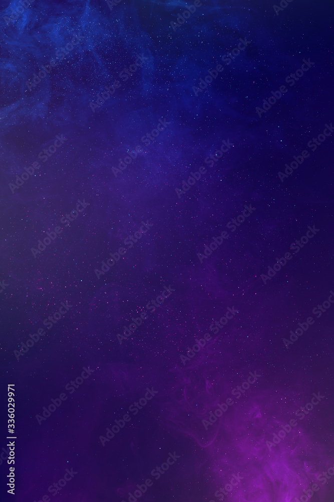 Colored smoke and glitter shiny galaxy abstract background