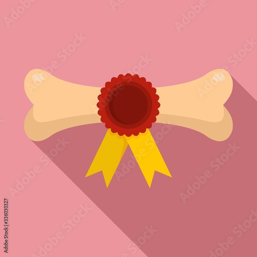 Dog award bone icon. Flat illustration of dog award bone vector icon for web design