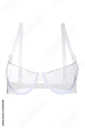 Obraz na płótnie Subject shot of a transparent bra with underwired cups, thin shoulder straps and a back clasp
