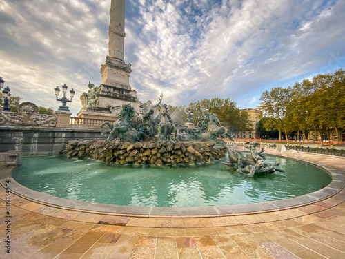 Monument aux Girondins, famous fountain on the Place des Quinconces square in Bordeaux