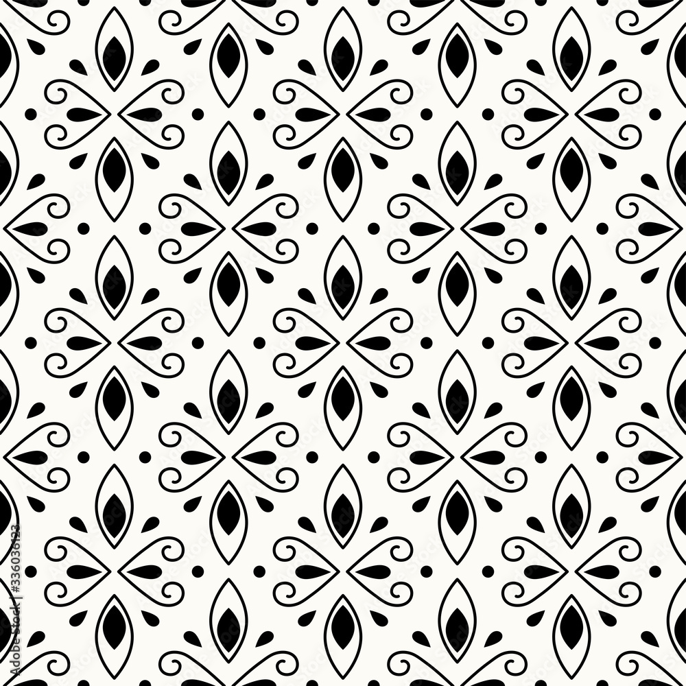 Geometric seamless vector patter, black, grey and white neutral background pattern