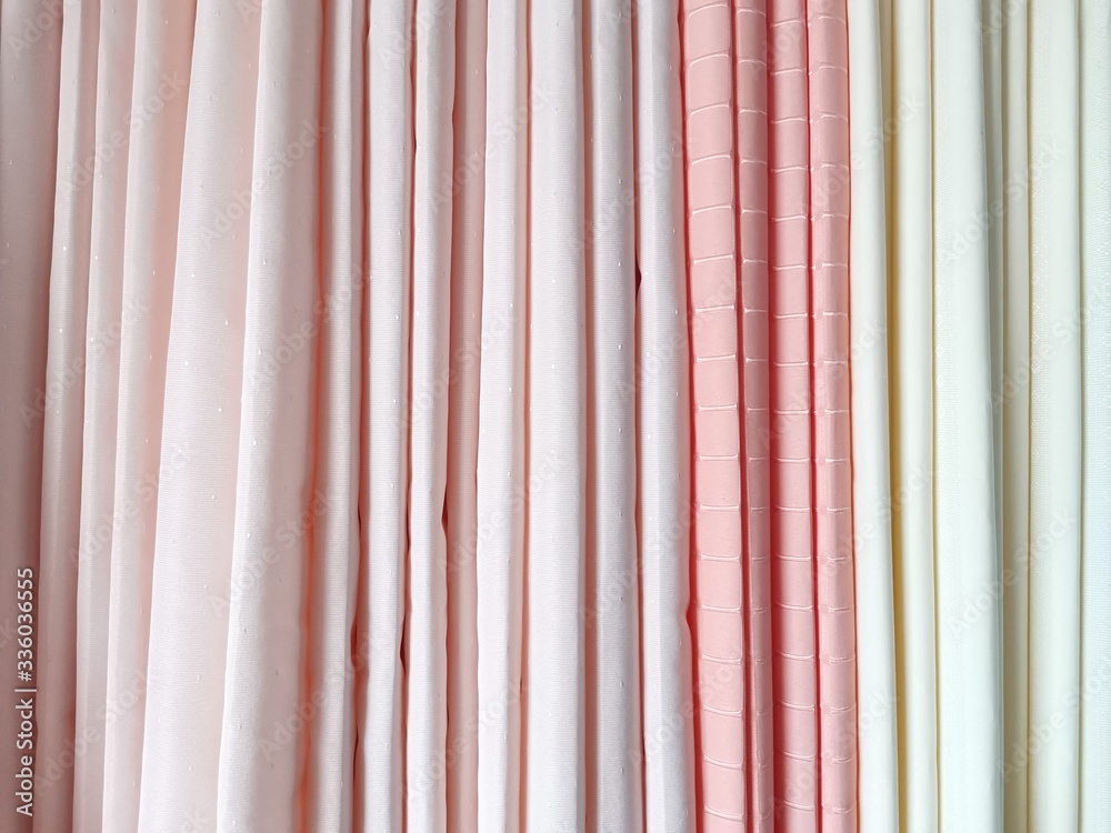 Obraz premium pink soft velvet textile curtains background. old blinds background