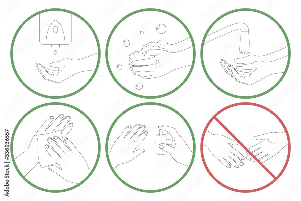 Set of personal hygiene symbols. Vector illustration.