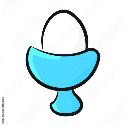 Icon of boiled egg, hand drawn vector design