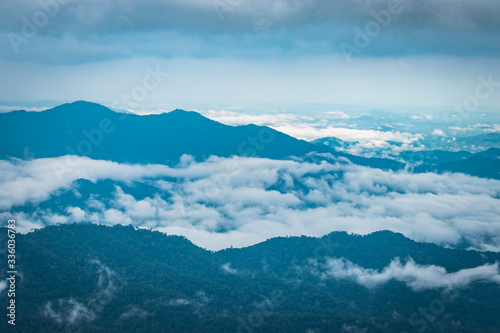 Cloud layers above mountain range