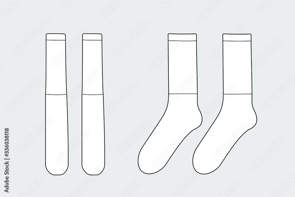 Socks vector template isolated on white Unisex clothes Apparel models