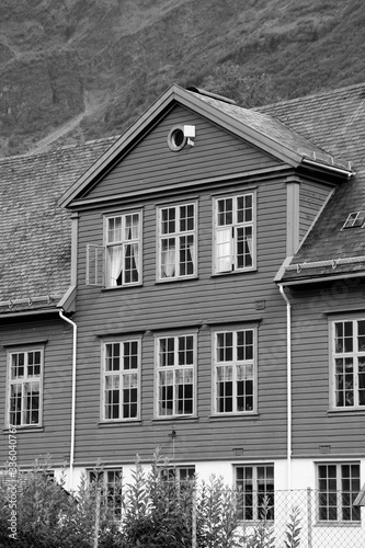 Fototapeta Naklejka Na Ścianę i Meble -  Norway. Black and white retro style.