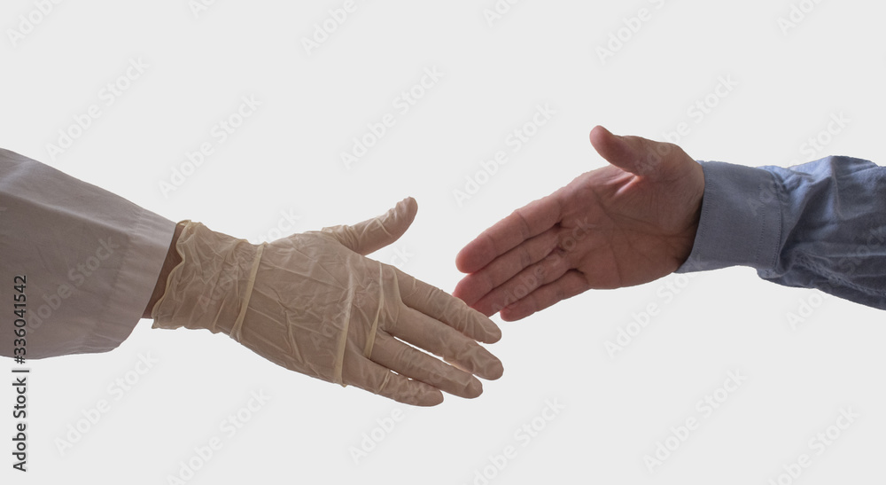Handshake with and without gloves Handshake with and without gloves