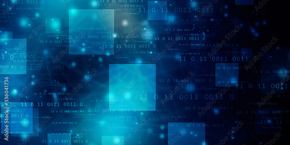 2d illustration abstract digital binary data on computer screen