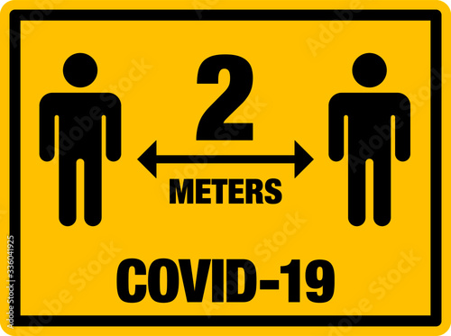 Stay 2 meters away Keep Your Distance Warning Sign Corona and COVID-19