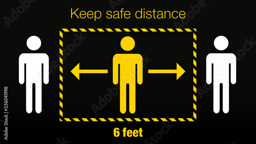 Stay 6 feet away Keep Your Distance Warning Sign Corona and COVID-19