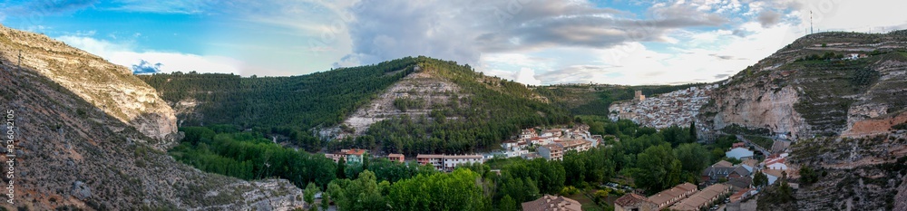 panoramic view of Alcala del Jucar in Spain