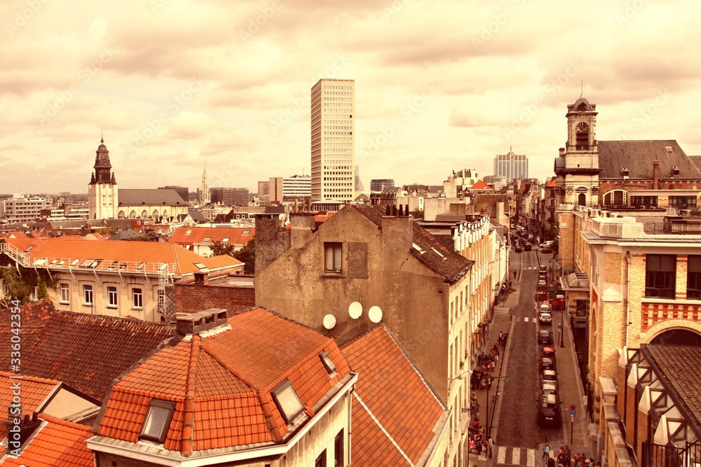 Brussels city, Belgium. Vintage filtered color style.