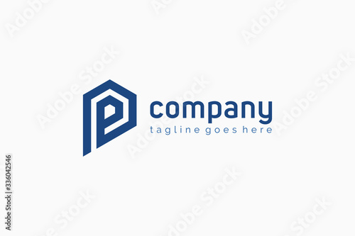 Hexagonal Line Letter D and P Linked Logo. Usable for Business, Real Estate, Architecture, Construction and Building Logos. Flat Vector Logo Design Template Element.