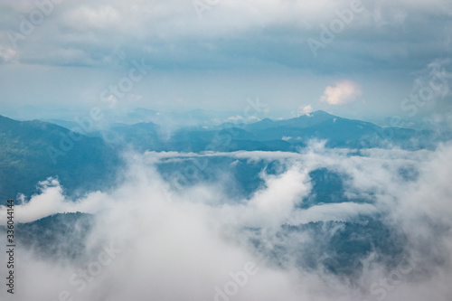 Cloud layers above mountain range