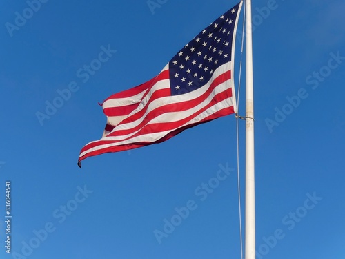 American Flag on Blue Sky