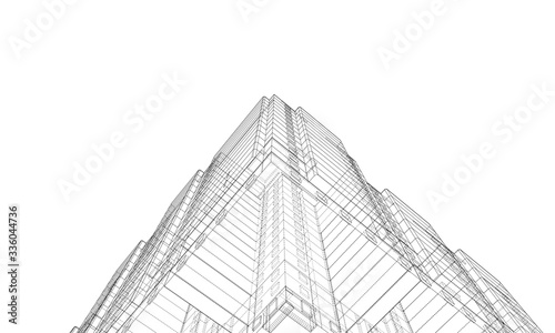 Vector wire-frame model of a multi-storey building