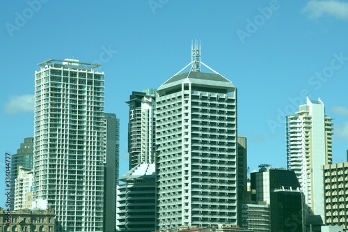 Brisbane city skyline. Retro filtered color style.