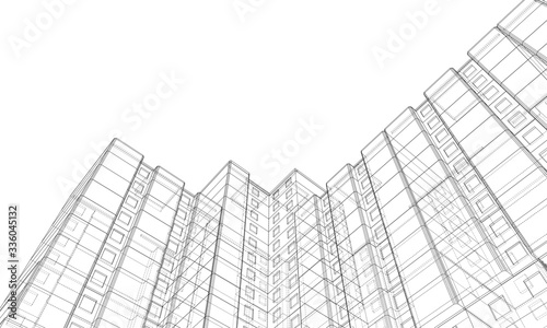 Vector wire-frame model of a multi-storey building