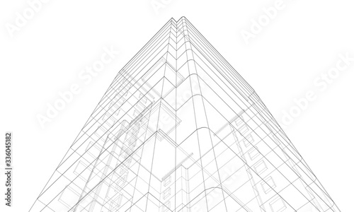 Vector wire-frame model of a multi-storey building