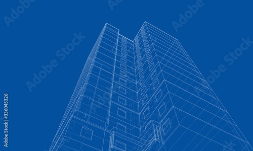 Vector wire-frame model of a multi-storey building