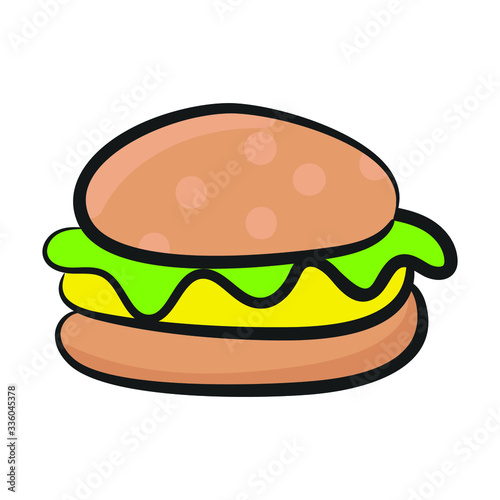 Fast food  burger icon in hand drawn vector style.