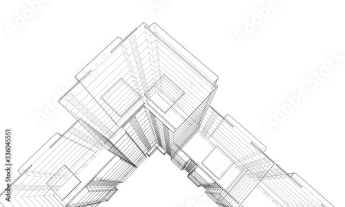 Vector wire-frame model of a multi-storey building