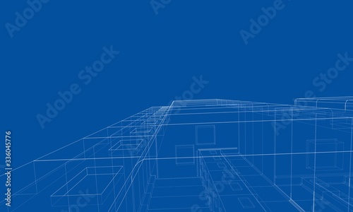 Vector wire-frame model of a multi-storey building