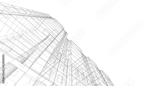 Vector wire-frame model of a multi-storey building