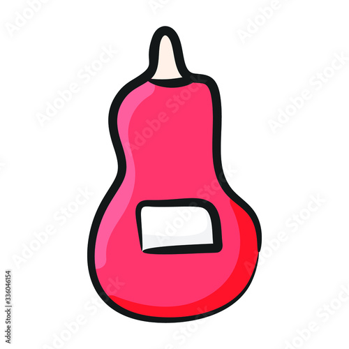 Squeezable silicone bottle of ketchup, hand drawn vector.