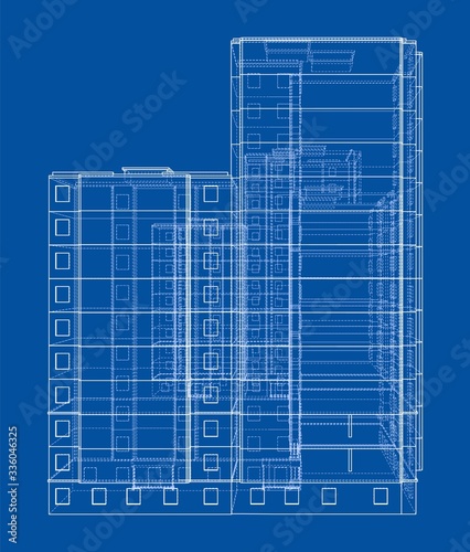 Vector wire-frame model of a multi-storey building