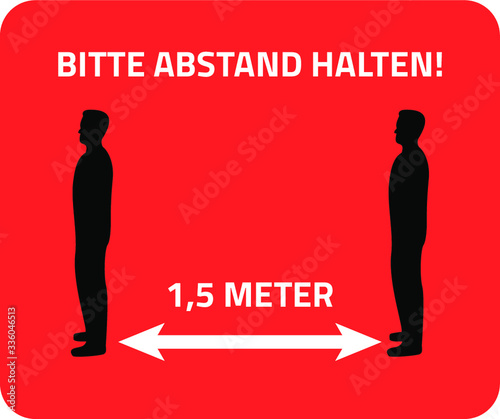 Sicherheitsabstand Warnschild Hinweis in rot
