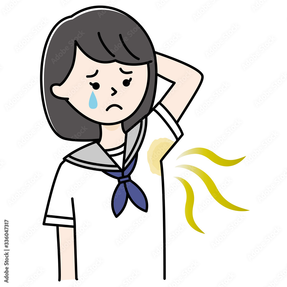 わきがに悩む女性　高校生　中学生　制服