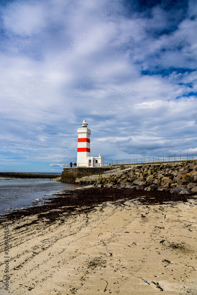 Beautiful Iceland lighthouse seascape 