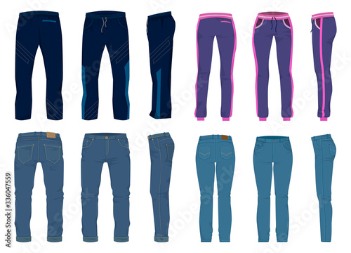 Fashion pants isolated cartoon set icon. Vector cartoon set icon jean. Vector illustration fashion pants on white background.