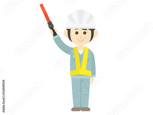 交通整理を行う男性のイラスト