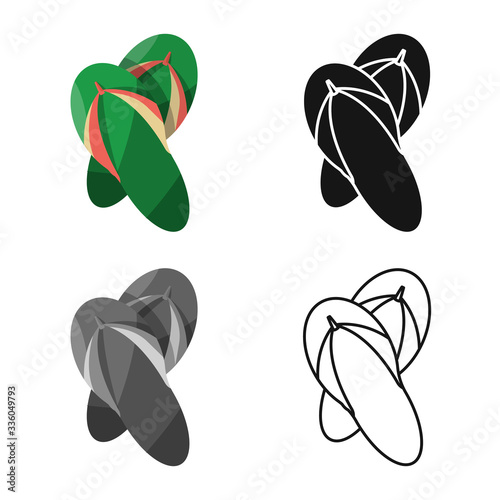 Isolated object of flip and flop symbol. Set of flip and wooden vector icon for stock.