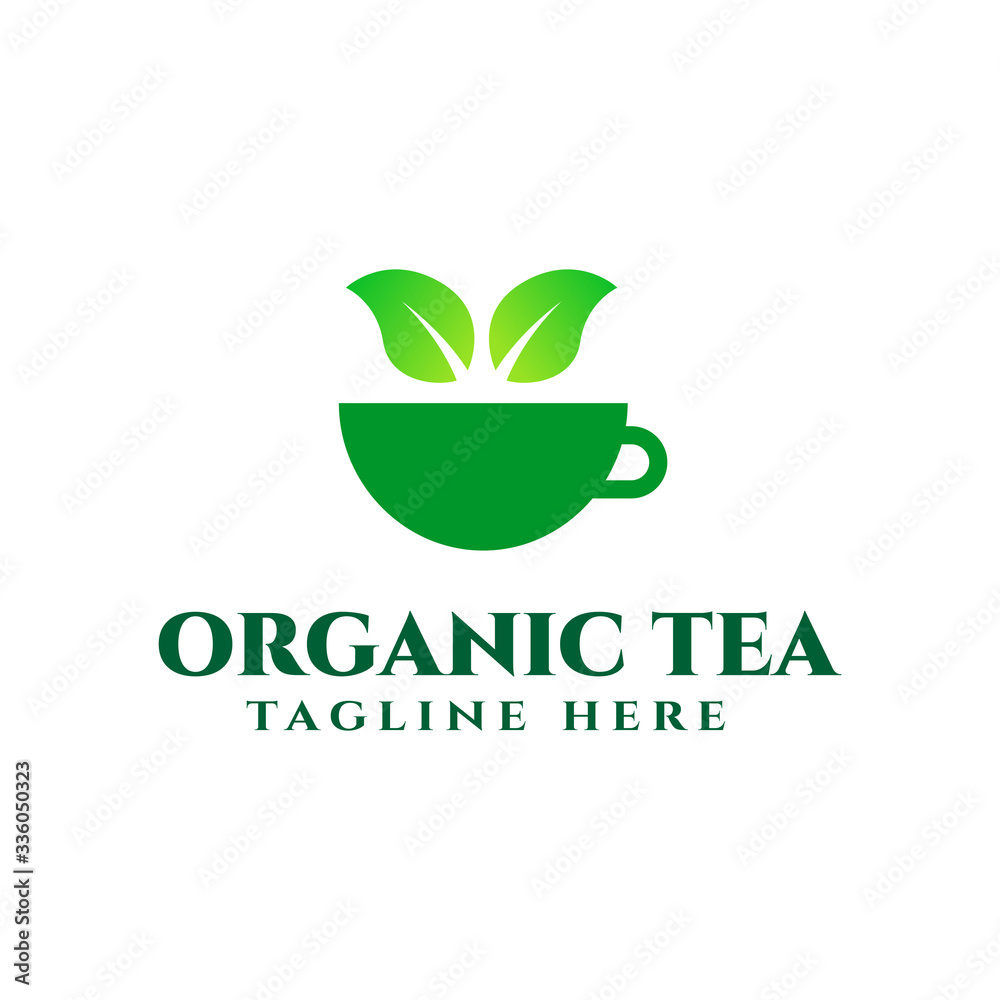 organic tea logo design template vector