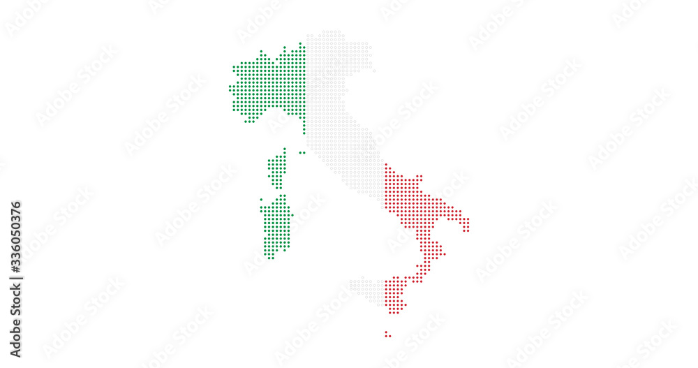 Italy country map backgraund made from halftone dot pattern, Flag concept. Vector illustration isolated on white background Italy country map backgraund made from halftone dot pattern, Flag concept. Vector illustration isolated on white background