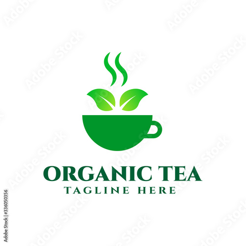 organic tea logo design template vector