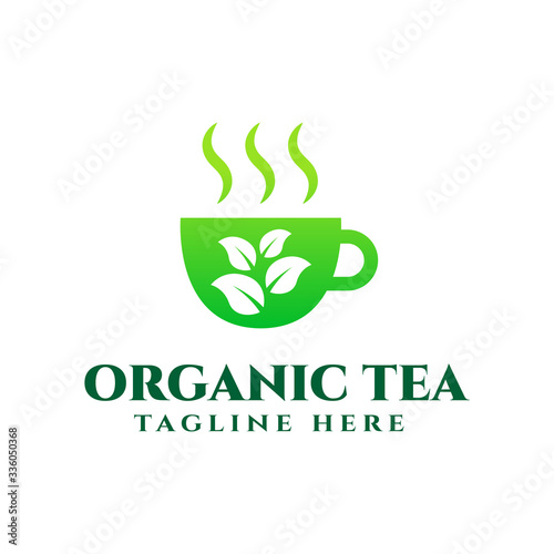 organic tea logo design template vector