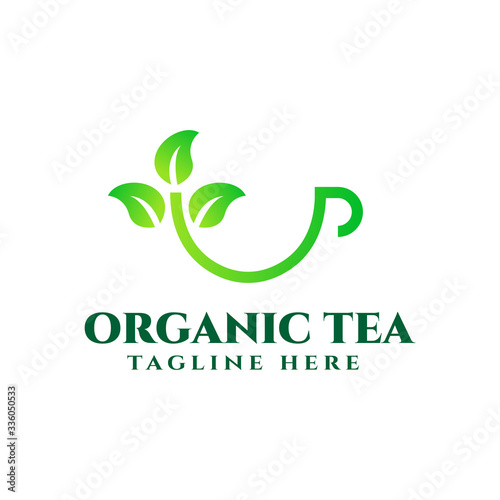 organic tea logo design template vector