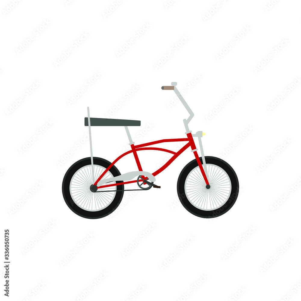 typical bicycle from the 80s on white background