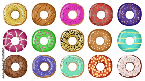 Colorful set of donuts. Vector illustration EPS10