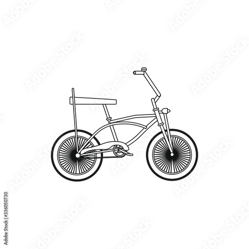 typical bicycle from the 80s on white background