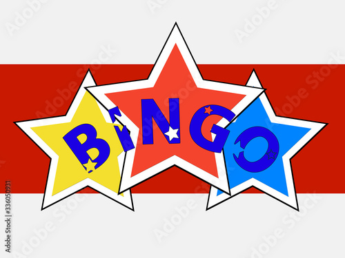 Bingo decorative text on stars over red panel